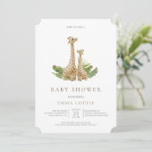 Neutrale Boho Giraffe Baby shower Uitnodiging (Staand voorkant)