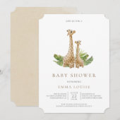 Neutrale Boho Giraffe Baby shower Uitnodiging (Voorkant / Achterkant)