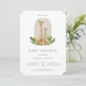 Neutrale Boho Giraffe Baby shower Uitnodiging (Staand voorkant)