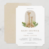 Neutrale Boho Giraffe Baby shower Uitnodiging (Voorkant / Achterkant)