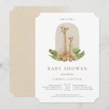 Neutrale Boho Giraffe Baby shower Uitnodiging