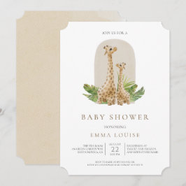 Neutrale Boho Giraffe Baby shower Uitnodiging
