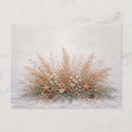 Neutrale Boho Kerst Botanische Pampas Arrangement Feestdagenkaart