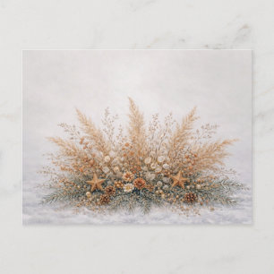 Neutrale Boho Kerst Botanische Pampas Arrangement Feestdagenkaart