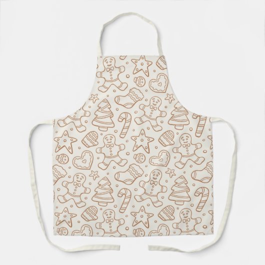 Neutrale Boho Kerst Gingerbread Man Beige Schort (Voorkant)
