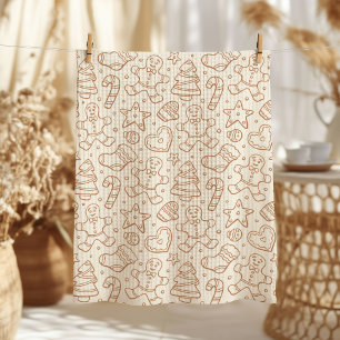 Neutrale Boho Kerst Gingerbread Man Beige Theedoek