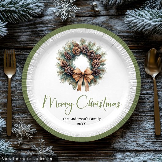 Neutrale Boho Kerstboom met Dennen Accenten Papieren Bordje