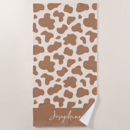 Neutrale Boho Koeienprint Western Cowgirl Beige Na Strandlaken