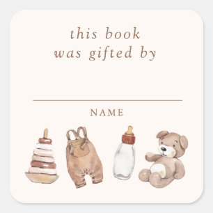 Neutrale Boho Kraamfeest Babyboekje Geschonken Doo Vierkante Sticker