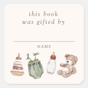 Neutrale Boho Kraamfeest Babyboekje Geschonken Doo Vierkante Sticker