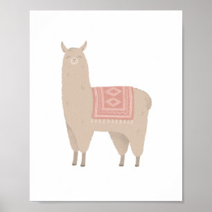 Neutrale Boho Lama Meisjeskamer Nursery Decor Poster