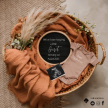 Neutrale Boho mand pampas zwangerschapsaankondigin