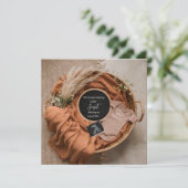 Neutrale Boho mand pampas zwangerschapsaankondigin Kaart (Staand voorkant)