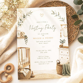 Neutrale Boho Nesteldecoratie Baby Shower Kaart