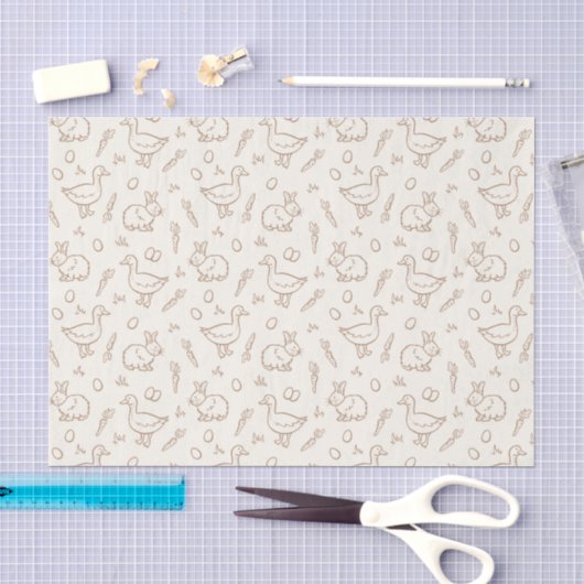 Neutrale Boho Paashaas Gans Lente Beige Tissuepapier (Craft)