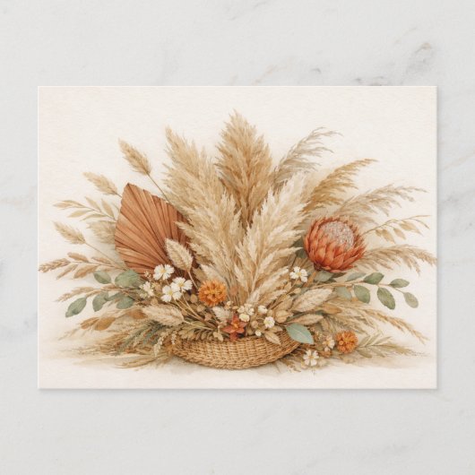 Neutrale Boho Pampas Gras Bloemstuk Briefkaart (Voorkant)