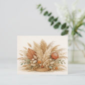 Neutrale Boho Pampas Gras Bloemstuk Briefkaart (Staand voorkant)