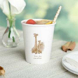 Neutrale Boho Pampas Grass Giraffe Baby shower Papieren Bekers
