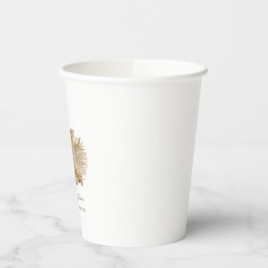 Neutrale Boho Pampas Grass Giraffe Baby shower Papieren Bekers (Links)