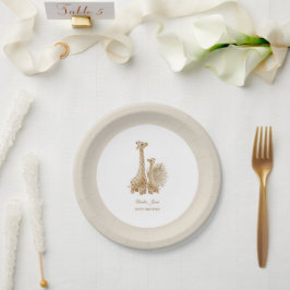 Neutrale Boho Pampas Grass Giraffe Baby shower Papieren Bordje