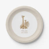Neutrale Boho Pampas Grass Giraffe Baby shower Papieren Bordje (Voorkant)