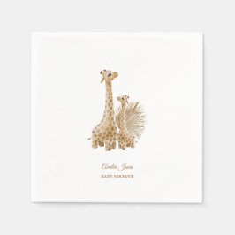 Neutrale Boho Pampas Grass Giraffe Baby shower Servet