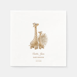 Neutrale Boho Pampas Grass Giraffe Baby shower Servet