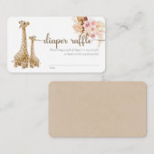 Neutrale Boho Pampas Grass Giraffe Diaper Raffle Informatiekaartje (Voorkant / Achterkant)