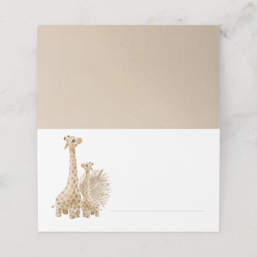 Neutrale Boho Pampas Grass Giraffe Plaatskaartje (Buitenkant ongevouwen)