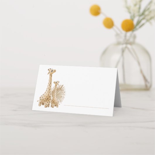 Neutrale Boho Pampas Grass Giraffe Plaatskaartje (Voorkant)