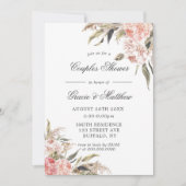 Neutrale Boho Pink Peony Couples Shower Invitation (Voorkant)