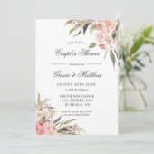 Neutrale Boho Pink Peony Couples Shower Invitation (Staand voorkant)