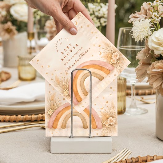 Neutrale Boho Regenboog Baby Shower Servet