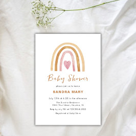 Neutrale Boho Regenboog Hart Baby Shower Kaart