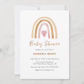 Neutrale Boho Regenboog Hart Baby Shower Kaart (Voorkant)