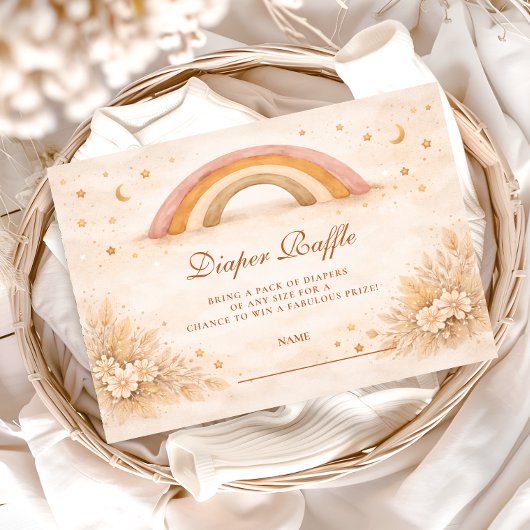 Neutrale Boho Regenboog Luierverloting Informatiekaartje