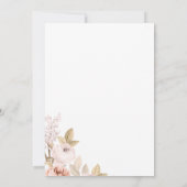 Neutrale boho roze bruine rustieke bloemige trouw  kaart (Achterkant)