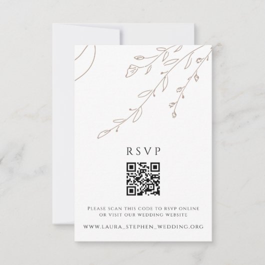 Neutrale Boho RSVP Online QR Code Weddenschap Webs Kaart (Voorkant)