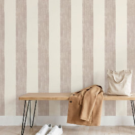 Neutrale Boho Taupe Beige Grote Streep Scandinavis Behang