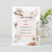 Neutrale Boho Trouwkaart 'Save The Date' Save The Date (Staand voorkant)