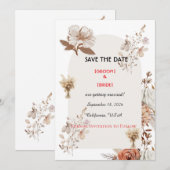 Neutrale Boho Trouwkaart 'Save The Date' Save The Date (Voorkant / Achterkant)