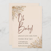 Neutrale Boho Uitnodiging voor Geslacht bekendmaki (Voorkant / Achterkant)