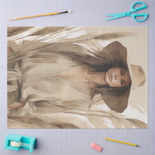 Neutrale Boho Vrouw Decoupage Tissue Papier (Craft)
