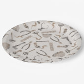 Neutrale Boho Waterverf constructie gereedschappen Papieren Bordje (Gekanteld)