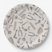 Neutrale Boho Waterverf constructie gereedschappen Papieren Bordje (Voorkant)