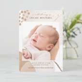 Neutrale Boho Waterverf Foto geboortedatum bekendm Kaart (Staand voorkant)