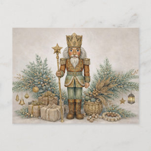 Neutrale Boho Waterverf Kerst Notenkraker Koning Feestdagenkaart