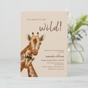 Neutrale Boho Wilde Safari Moeder Giraffe Baby Sho Kaart