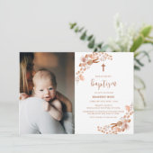 Neutrale Boho Wildflower Foto Kruisdoop Kaart (Staand voorkant)