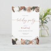 Neutrale Boho Winter Vakantie Party uitnodiging (Staand voorkant)